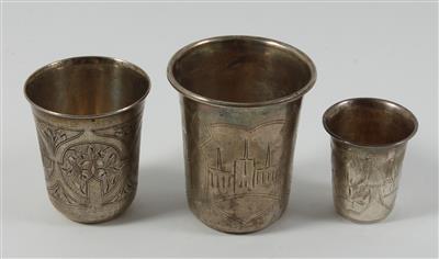 3 russische Silber Becher, - Antiquariato