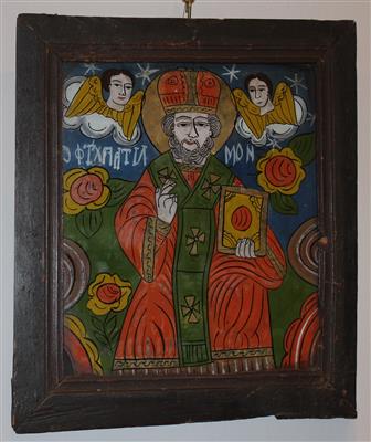 Gottvater, Hinterglasbild Rumänien, - Starožitnosti