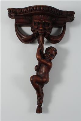 Figural geschnitzte Konsole mit Putto, - Figurale Darstellungen