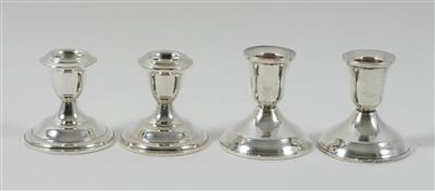 2 Paar Silber Kerzenleuchter, - Antiquariato