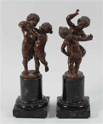 1 Paar Bronzefiguren tanzende Kinder, - Antiquariato