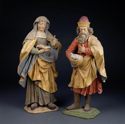 Hl. Elisabeth und Hl. Zacharias, - Skulpturen, Volkskunst, Fayencen, Bronzen