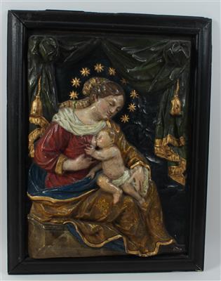 Maria lactans, Papiermache Relief 19. Jh., - Antiques