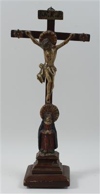 Standkreuz, alpenländisch 19. Jh., - Skulpturen, Volkskunst, Fayencen, Bronzen