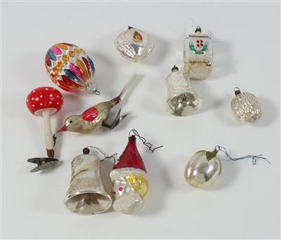 10 Stück Christbaumschmuck, - Antiquitäten "Unter dem Weihnachtsbaum"