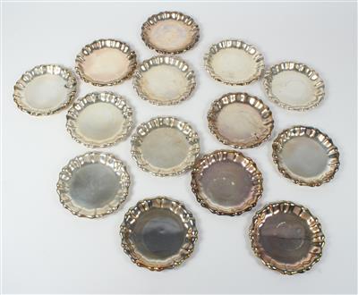 14 Silber Gläseruntersetzer, - Antiquitäten