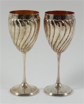 2 italienische Silber Weinbecher mit Innenvergoldung, - Antiquitäten