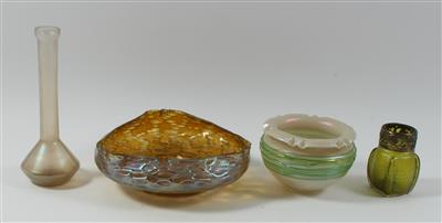 3 diverse Vasen und eine Schale, - Antiquitäten