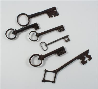 4 große Hohlschlüssel, - Antiquitäten