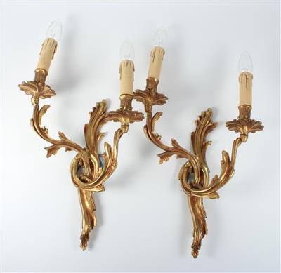 2 Paar zweiarmige Wandappliken, - Saisoneröffnung - Antiquitäten