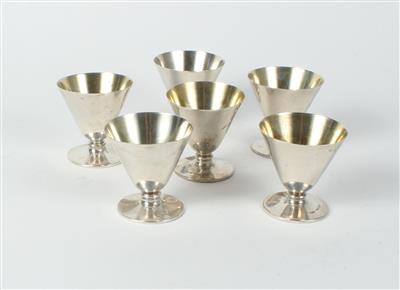 6 schwedische Silber Schnapsbecher, - Antiques and art