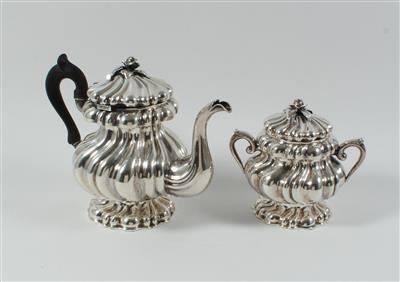 Pester Silber Teekanne und Zuckerdose, - Saisoneröffnung - Antiquitäten