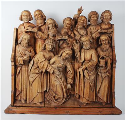 Relief, Hl. Maria umgeben von Aposteln, - Saisoneröffnung - Antiquitäten