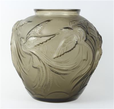 Verlys-Art Deco-Vase mit Paradiesvögeln, - Arte e antiquariato