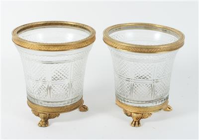 Paar Glasvasen mit "bronze doré" Montierungen, - Antiquariato
