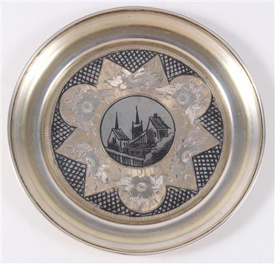 Moskauer Silber Niello Untersetzer von 1873, - Ausgewählte Silberobjekte
