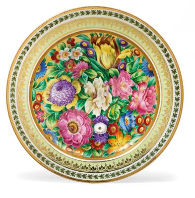 Platte mit Blumenmalerei, - Antiques