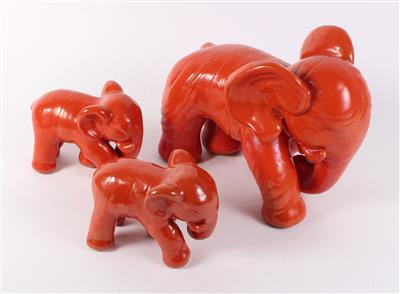 1 großer, 2 kleine Elefanten, - Antiques