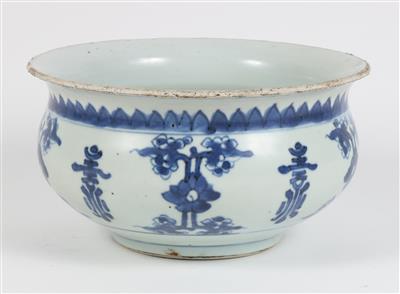 Blau-weißer Weihrauchbehälter, China, Kangxi Periode, unterglasurblauer Doppelkreis, - Asiatica and Islamic Art