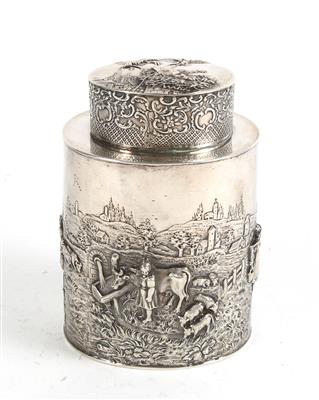 Silber Teedose, - Ausgewählte Silberobjekte