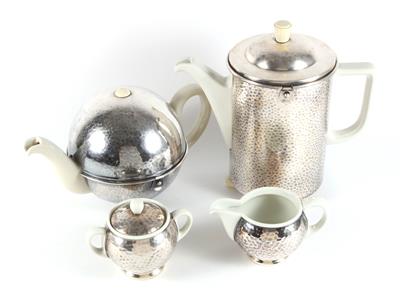 1 Kaffeekanne, 1 Teekanne, 1 Gießer, 1 Zuckerdose, - Jugendstil und angewandte Kunst des 20. Jahrhunderts