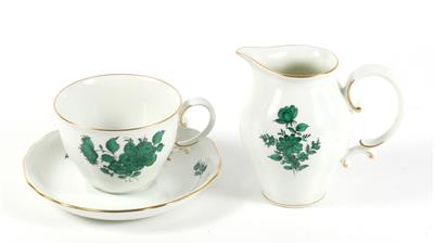 6 Kaffeetassen mit Untertassen, 1 Gießer, - Antiques