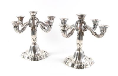 Paar Wiener 5 flammiger Silber Kerzenleuchter der Fa. Sturm, - Silver objects