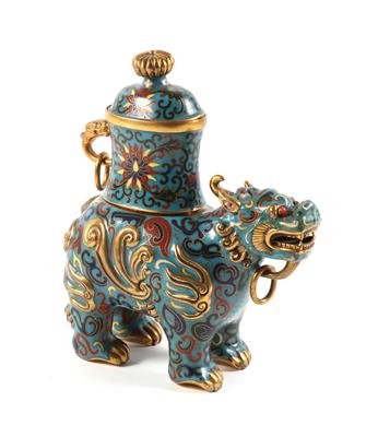 Cloisonné Räuchergefäß eines Qilin, - Antiquitäten