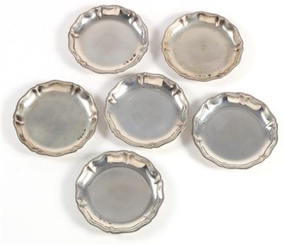 6 Wiener Silber Gläseruntersetzer, - Antiquitäten