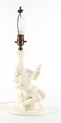 Tischlampe mit Pierrot und Mandoline - Antiquitäten