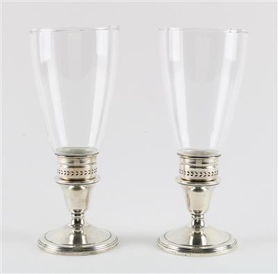 Paar Windlichter mit Glasschirm, - Antiques