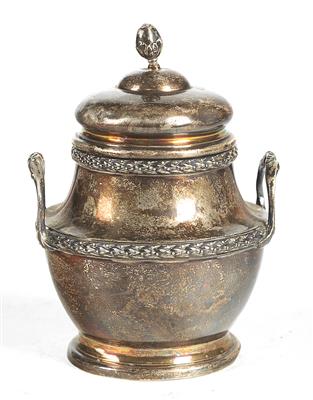 Französische Silber Zuckerdose mit Deckel, - Antiques