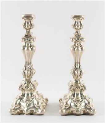 Paar Silber Kerzenleuchter, - Antiquitäten