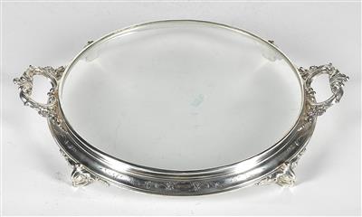Wiener Glas Anbietetablett mit Silbermontierung - Antiquitäten