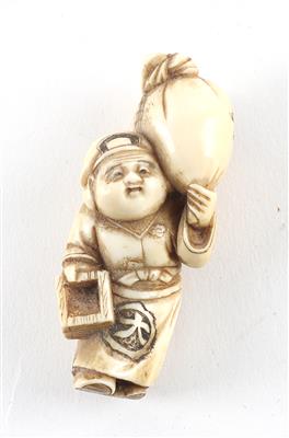 Netsuke eines Mannes mit SAck, - Asiatika