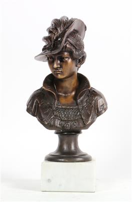 Büste einer Dame mit Hut, - Antiquitäten