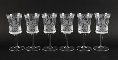 4 Wasser-oder Biergläser Höhe 11 cm, 6 Weingläser Höhe 14,5 cm, - Antiquitäten