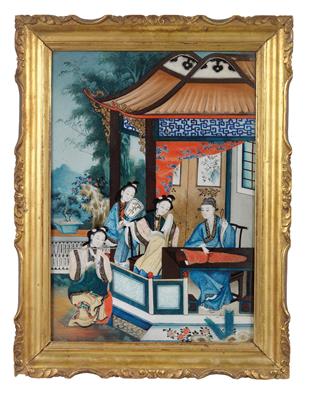 Hinterglasbild, China, Qing-Dynastie - Asiatika