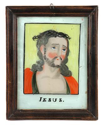 Hinterglasbild, Jesus, - Antiques