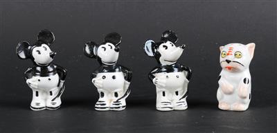 3 Mickey Mouse Streuer, 1 Benzo Streuer, - Antiques