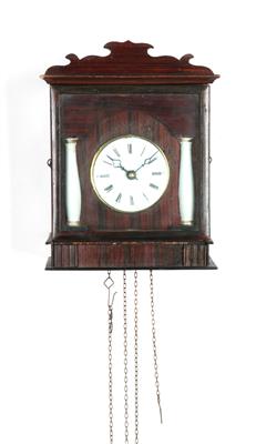 Bäuerliche Wandpendeluhr mit Porzellansäulen - Antiques, clocks, scientific Instruments and models
