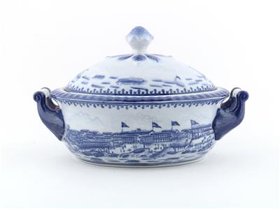 Blau-weiße Deckelterrine, China für den Export, 19. Jh. - Antiques