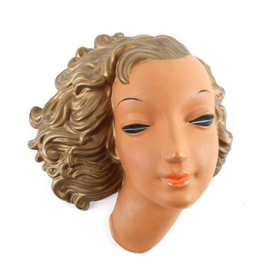 Wandmaske Frauenkopf mit wehendem Haar, - Antiquitäten