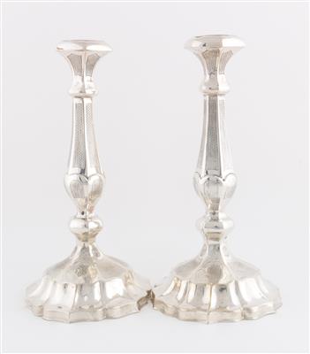 Paar österreichische Silber Kerzenleuchter, - Antiques