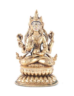 Bronzefigur des vierarmigen Avalokiteshvara, - Starožitnosti
