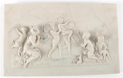 Steinguss Relief, tanzende Kinder, - Antiquitäten