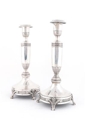 Paar deutsche Silber Kerzenleuchter, - Silver