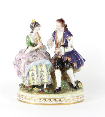 Muszierende junge Dame und Kavalier, - Antiques