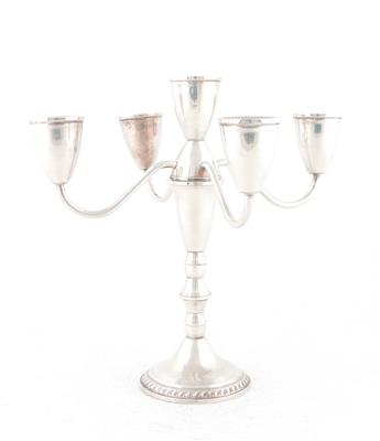 Fünfflammiger Silber Kerzenleuchter, - Antiquitäten