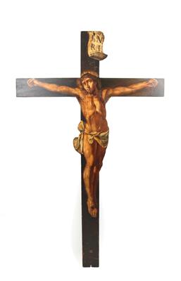 Christus am Kreuz, - Volkskunst, Skulpturen, Fayencen
